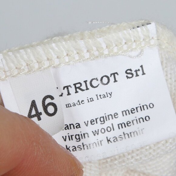 Vintage Anna D. Cashmere Wool Sweater Argyle Turtleneck Pullover Diamond Cream - Picture 6 of 10